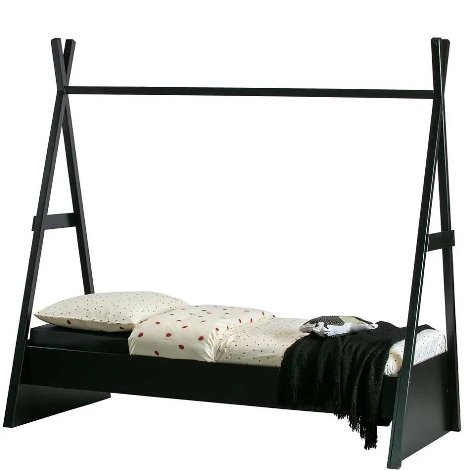 Kinder Wohnen 111x209x212 Zelt Kinderbett in Schwarz - Loytina