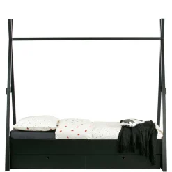 Kinder Wohnen 111x209x212 Zelt Kinderbett in Schwarz - Loytina