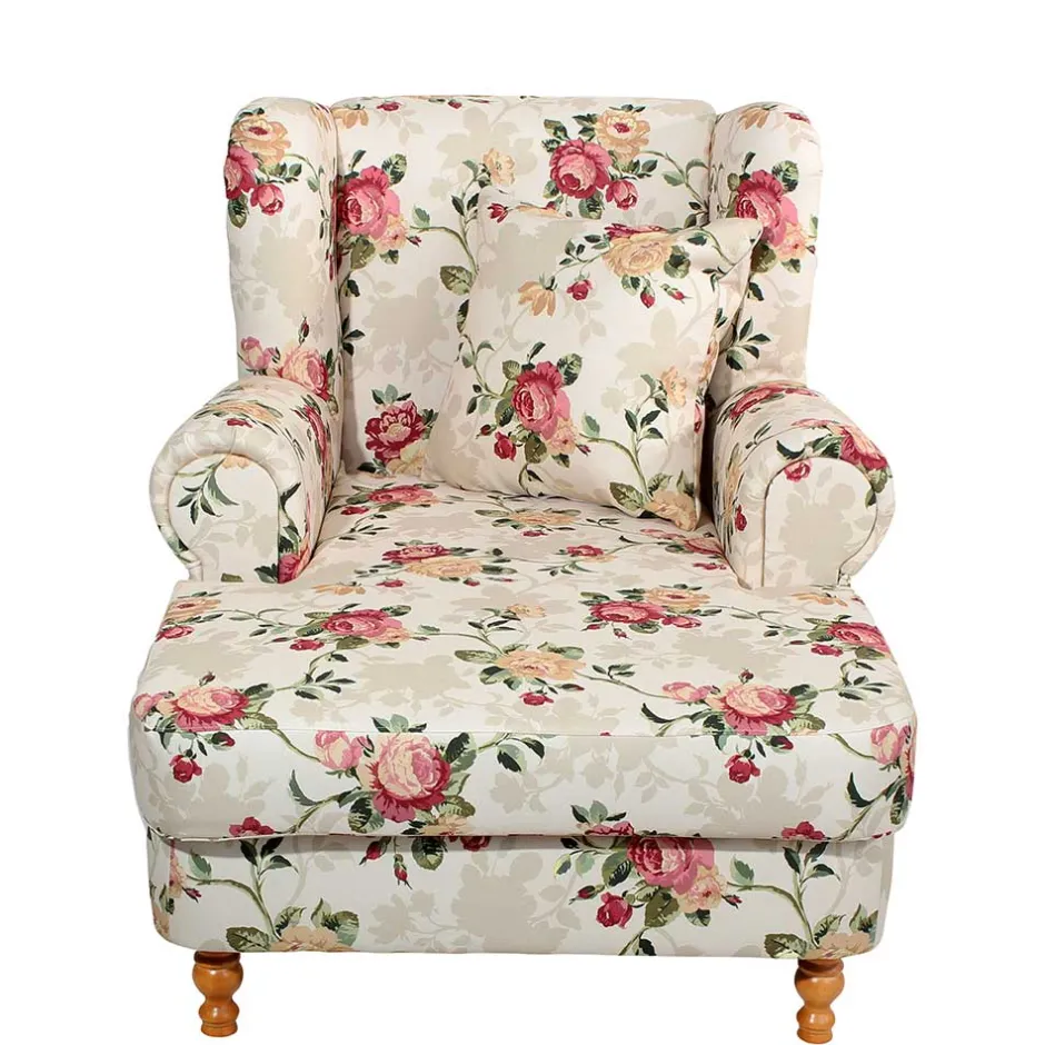 XXL Landhaus Sessel mit Rosen Muster - Gelvino^Wohnen Best