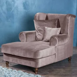 Wohnen XXL Ohrenbackensessel in Rosa Samtvelours - Scolari