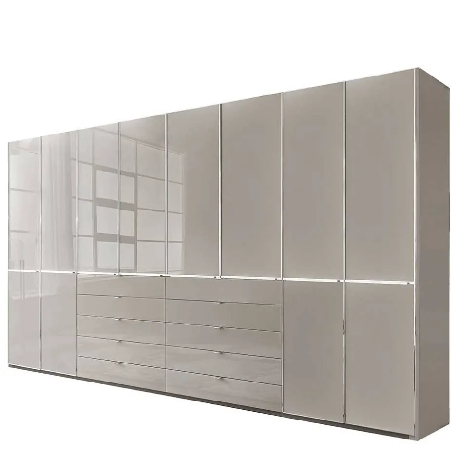 XXL-Kleiderschrank in Hellgrau mit Glasfront - Nucina^Wohnen