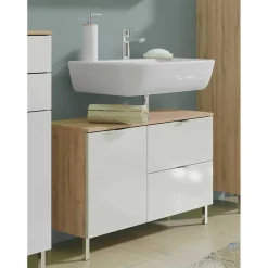 Wohnen 80xx56x34 Waschtischunterbau in Weiß Hochglanz - Narilos