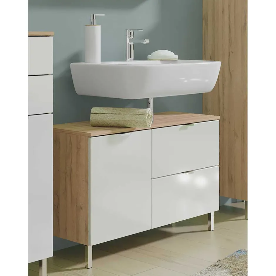 Wohnen 80xx56x34 Waschtischunterbau in Weiß Hochglanz - Narilos