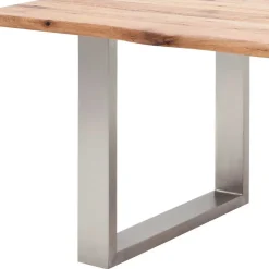 Wohnen Zerreiche Esstisch mit Baumkante Jelsica & Edelstahl Bügelgestell