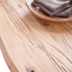 Wohnen Zerreiche Esstisch mit Baumkante Jelsica & Edelstahl Bügelgestell