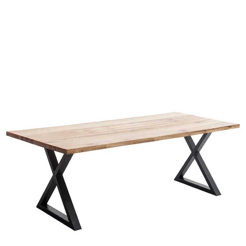 Zerreiche Tisch mit Naturkante und X-Füßen - Yelna^Wohnen Hot