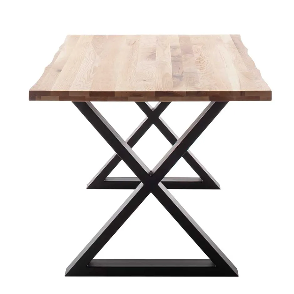 Zerreiche Tisch mit Naturkante und X-Füßen - Yelna^Wohnen Hot