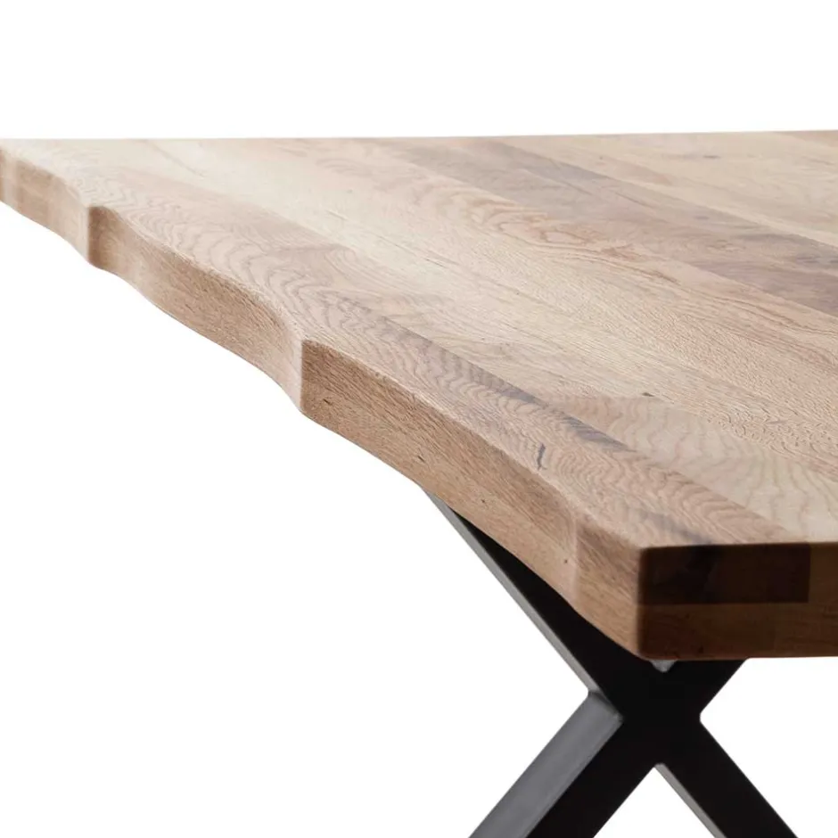 Zerreiche Tisch mit Naturkante und X-Füßen - Yelna^Wohnen Hot