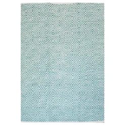 Wohnen Zick Zack Muster Teppich in Türkis und Creme - Menkroa