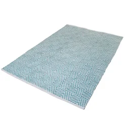 Wohnen Zick Zack Muster Teppich in Türkis und Creme - Menkroa