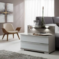 Zwei Nachtkonsolen mit Glasablage - Tumiva (2er Set)^Wohnen New