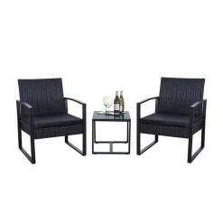 Wohnen Zwei Polyrattan Sessel & Beistelltisch - Donny (dreiteilig)