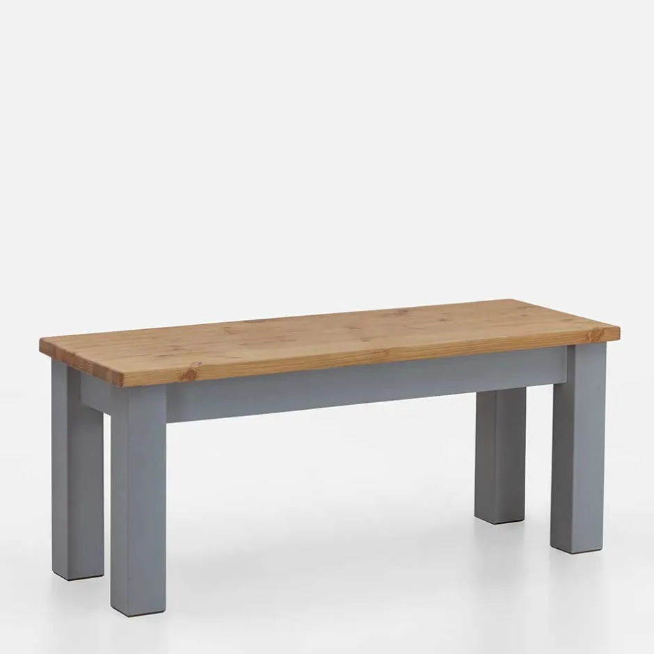 Wohnen Zweifarbige Esszimmerbank in Laugenfarbig & Grau - Nivada