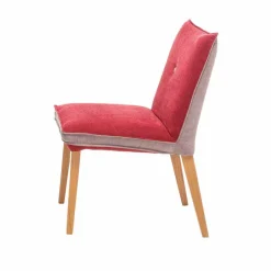 Wohnen Zweifarbige Esszimmerstühle in Rot & Beige Stoff Laudion mit Eiche Natur (2er Set)