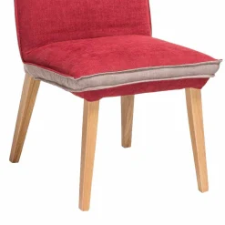 Wohnen Zweifarbige Esszimmerstühle in Rot & Beige Stoff Laudion mit Eiche Natur (2er Set)