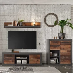 Wohnen Zweifarbige TV Wohnwand Kombi - Timuras (dreiteilig)