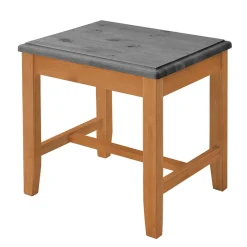 Zweifarbiger Holzhocker in Laugenfarbig und Grau - Eshelas^Wohnen Outlet