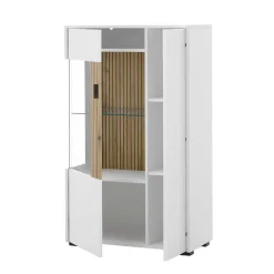 Wohnen Zweifarbiges Highboard mit Glaseinsatz - Nenaloro