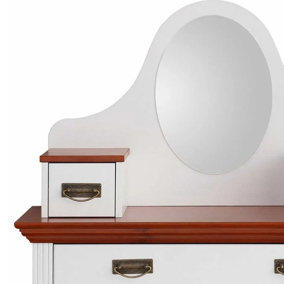 Zweifarbiges Landhaus Vertiko mit Spiegel - Beapta^Wohnen Outlet