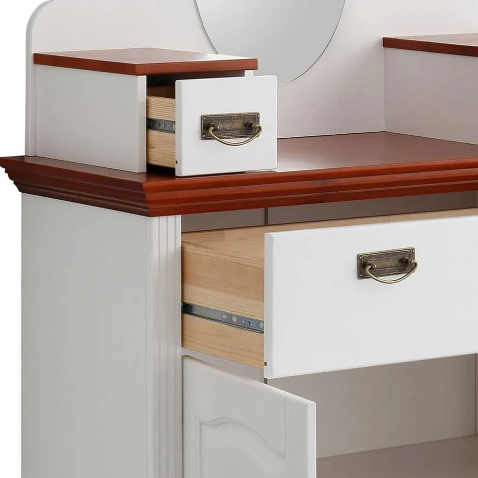 Zweifarbiges Landhaus Vertiko mit Spiegel - Beapta^Wohnen Outlet