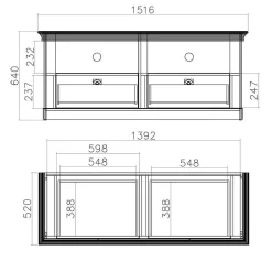 Zweifarbiges Landhausmöbel Set - Diatara I (vierteilig)^Wohnen