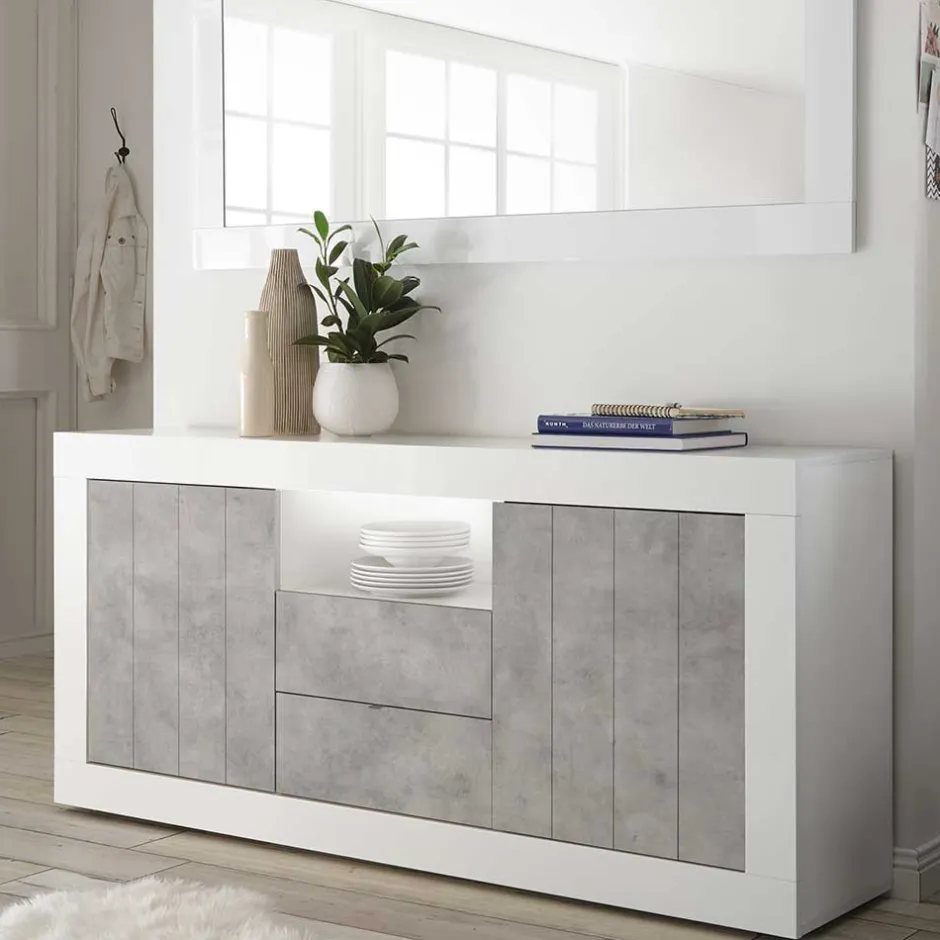 Wohnen Zweifarbiges Sideboard mit offenem Fach - Niris