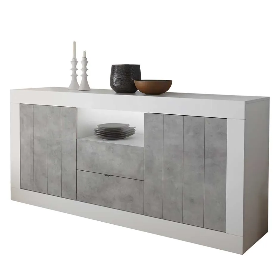 Wohnen Zweifarbiges Sideboard mit offenem Fach - Niris