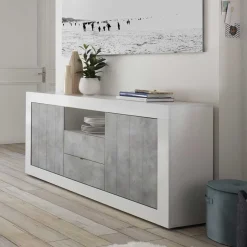 Wohnen Zweifarbiges Sideboard mit offenem Fach - Niris
