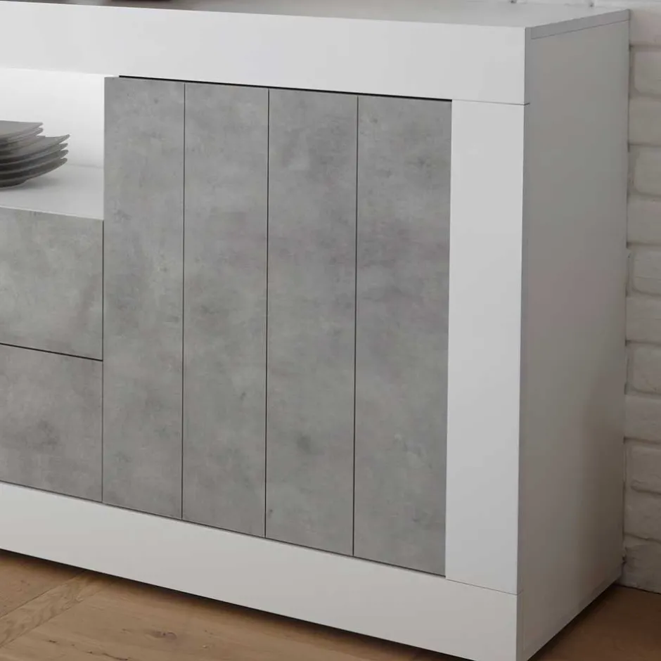 Wohnen Zweifarbiges Sideboard mit offenem Fach - Niris