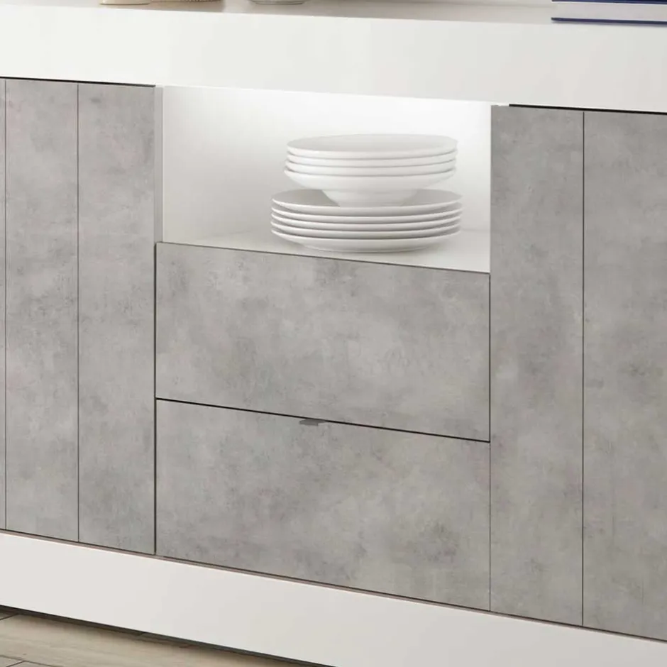 Wohnen Zweifarbiges Sideboard mit offenem Fach - Niris