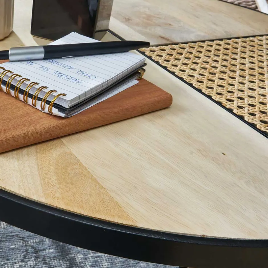 Zweisatz Sofatisch aus Holz & Rattan - Acapella (zweiteilig)^Wohnen Outlet