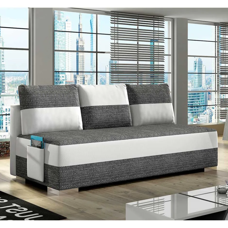 Wohnen Zweisitzer Funktionscouch in Grau und Weiß - Ventry