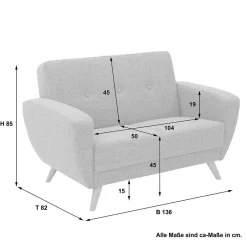 Zweisitzer Sofa in Grau Microfaser - Durencas^Wohnen Online