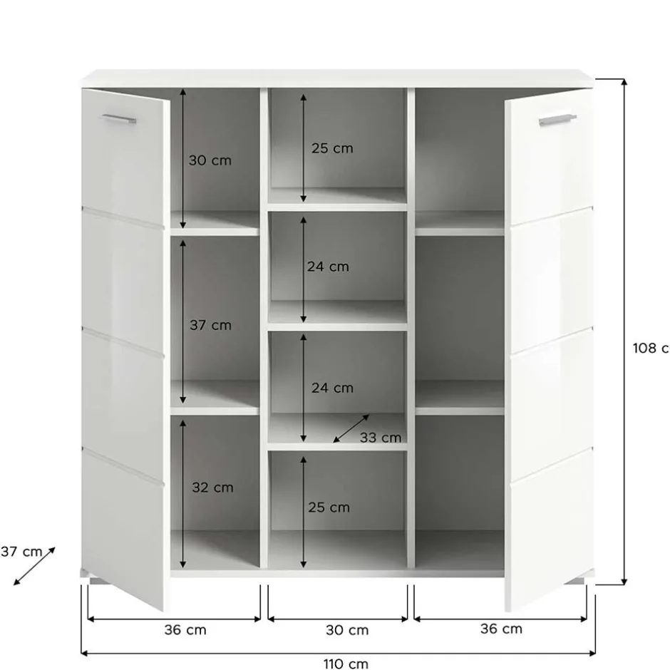 Wohnen Zweiteiliges Dielenmöbel Set Hochglanz - Rugova (zweiteilig)