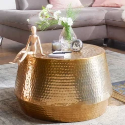 Zylinderform Sofatisch in Gold lackiert - Dronja^Wohnen Clearance