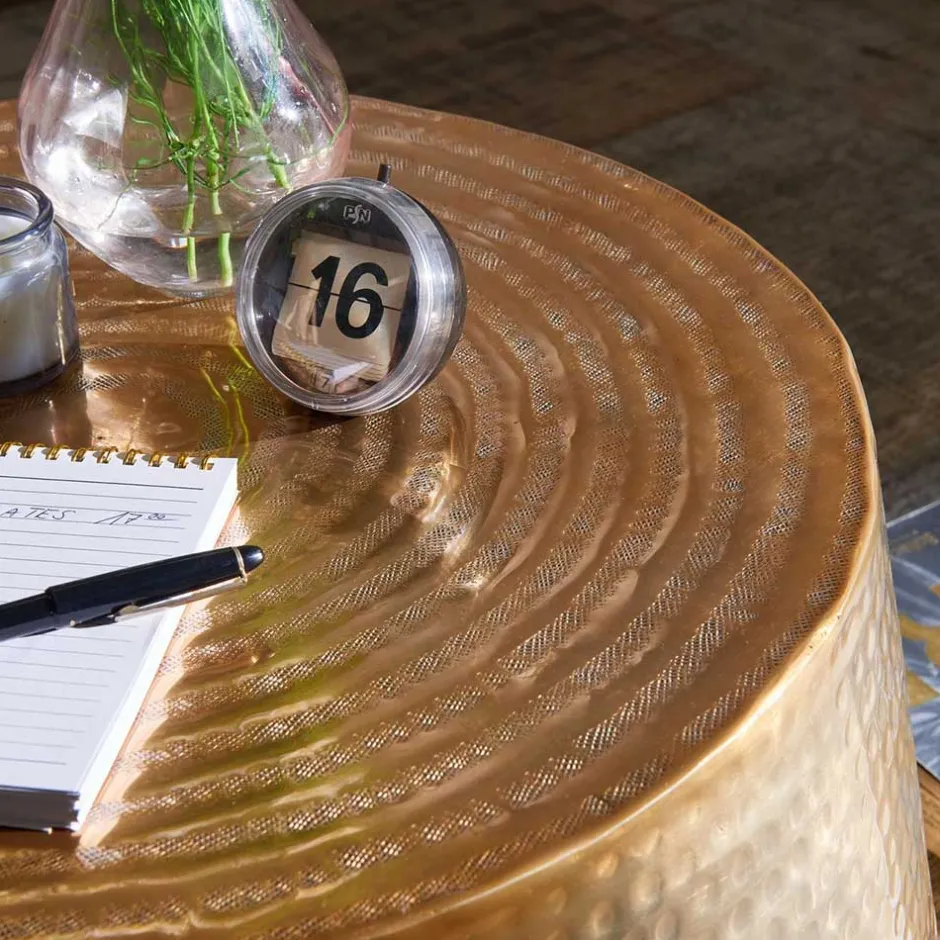 Zylinderform Sofatisch in Gold lackiert - Dronja^Wohnen Clearance