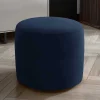 Wohnen Zylindrischer Hocker aus dunkelblauem Samt - Citangra