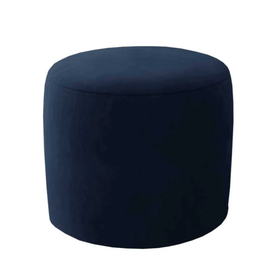 Wohnen Zylindrischer Hocker aus dunkelblauem Samt - Citangra